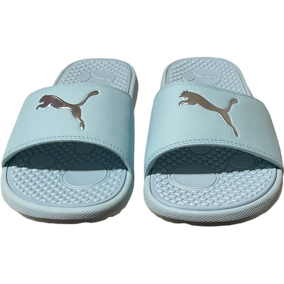 🌹Women’s Slides Size 9 PUMA Cool Cat Style: 371016 17 Blue Glow Silver - Picture 2 of 11